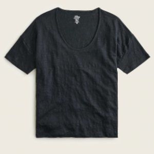 NWT J. Crew Black Relaxed Linen Scoopneck T-shirt Small